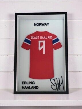 Erling Haaland Norway 3D Jersey Shadow Box #9 Handmade Soccer Display